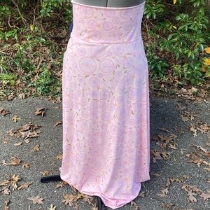 LuLaRoe Maxi Skirt Pink Tan Bicycles 2X XXL 2XL